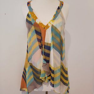 DVF Falyn Silk Colorful Drape Halter Top